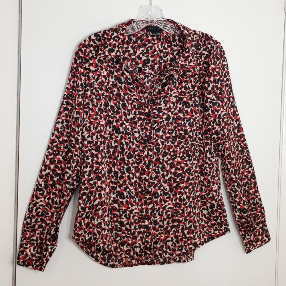 Sanctuary Black & Red Mod Cheetah Print Blouse